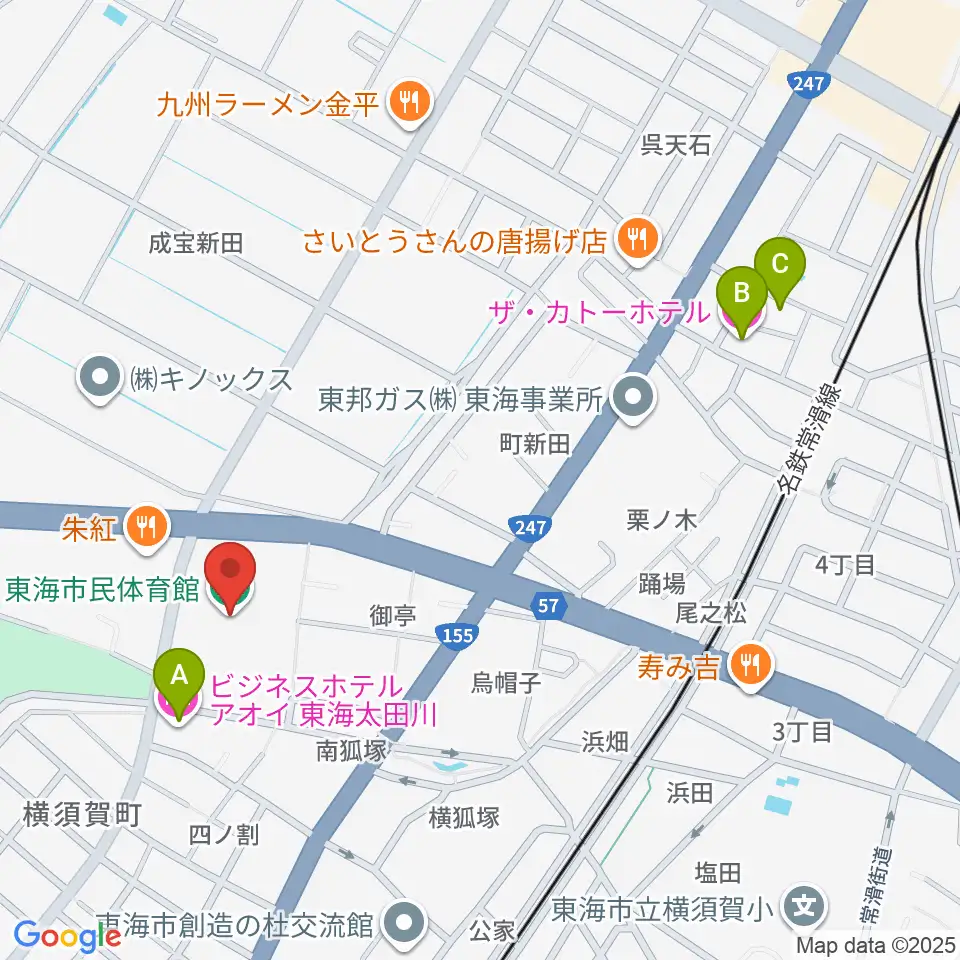 東海市民体育館周辺のホテル一覧地図