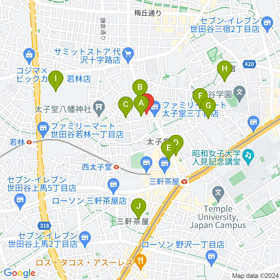 三軒茶屋クロスロードスタジオ周辺のホテル一覧地図