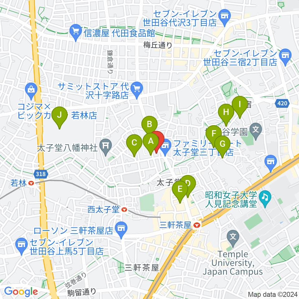 三軒茶屋クロスロードスタジオ周辺のホテル一覧地図