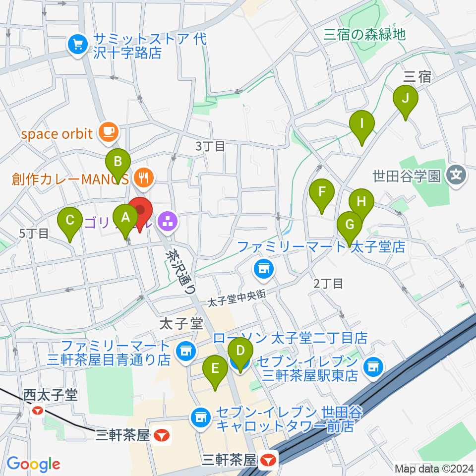 三軒茶屋クロスロードスタジオ周辺のホテル一覧地図