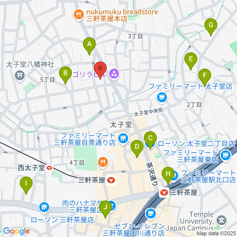 三軒茶屋クロスロードスタジオ周辺のホテル一覧地図