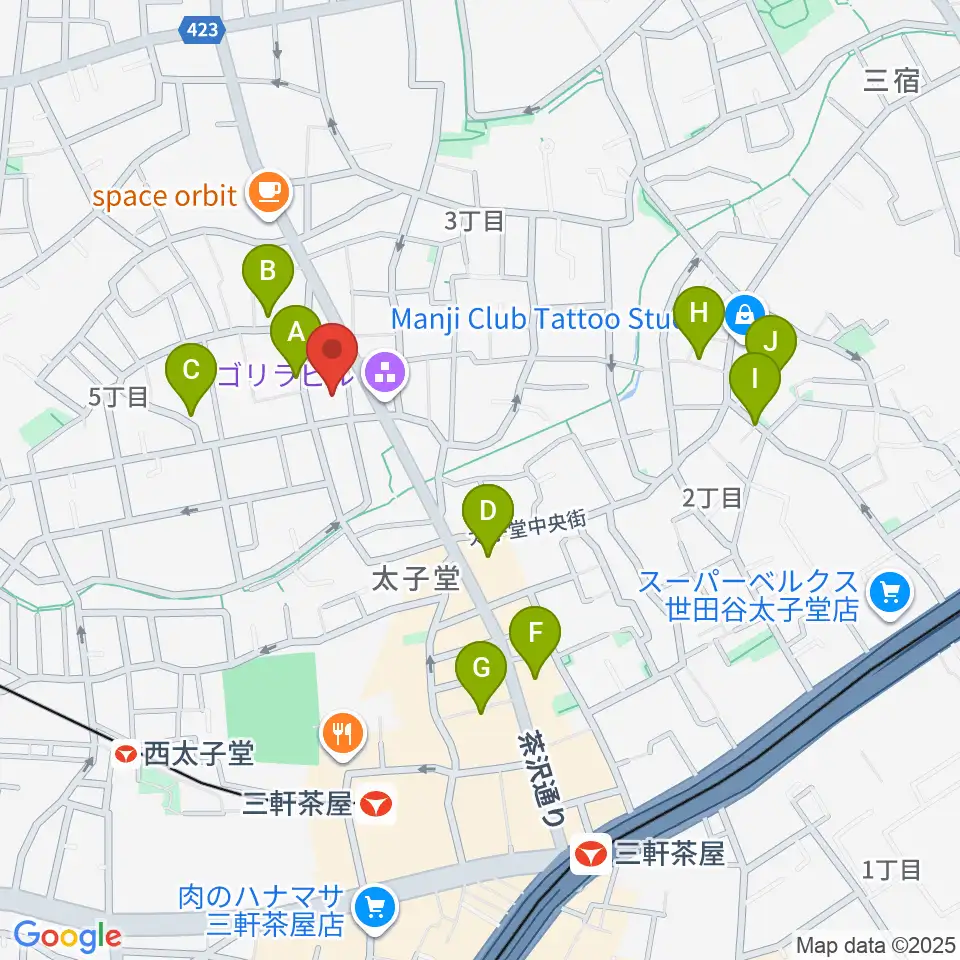 三軒茶屋クロスロードスタジオ周辺のホテル一覧地図