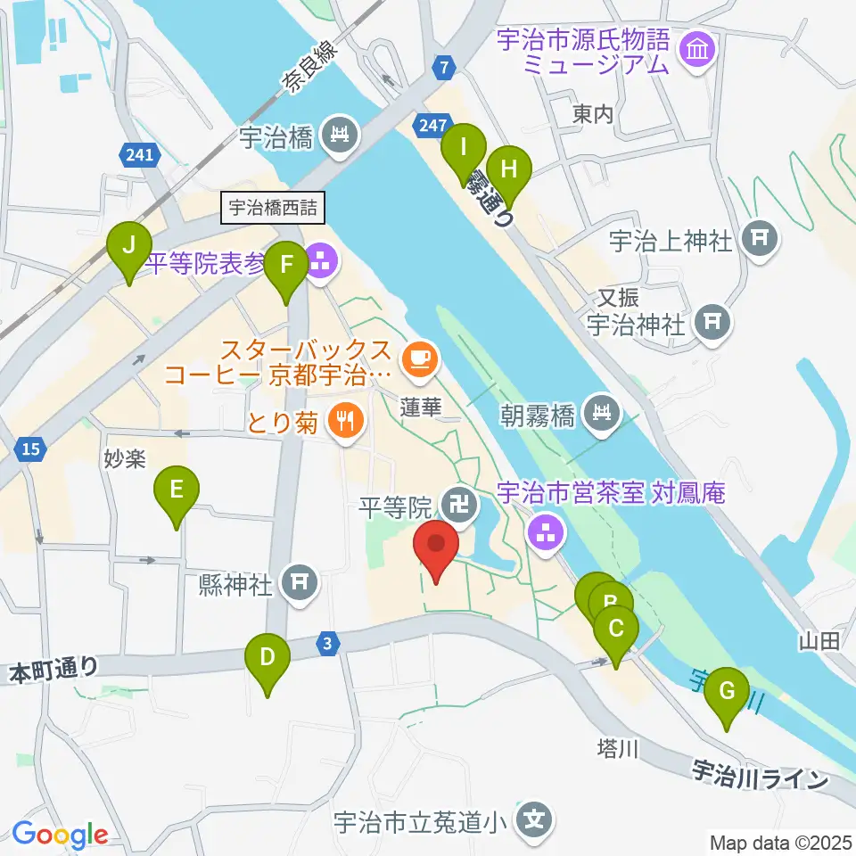 平等院ミュージアム鳳翔館周辺のホテル一覧地図
