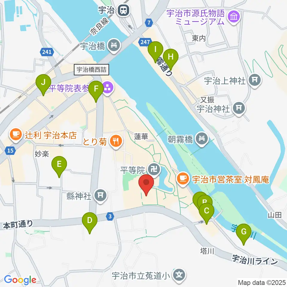 平等院ミュージアム鳳翔館周辺のホテル一覧地図