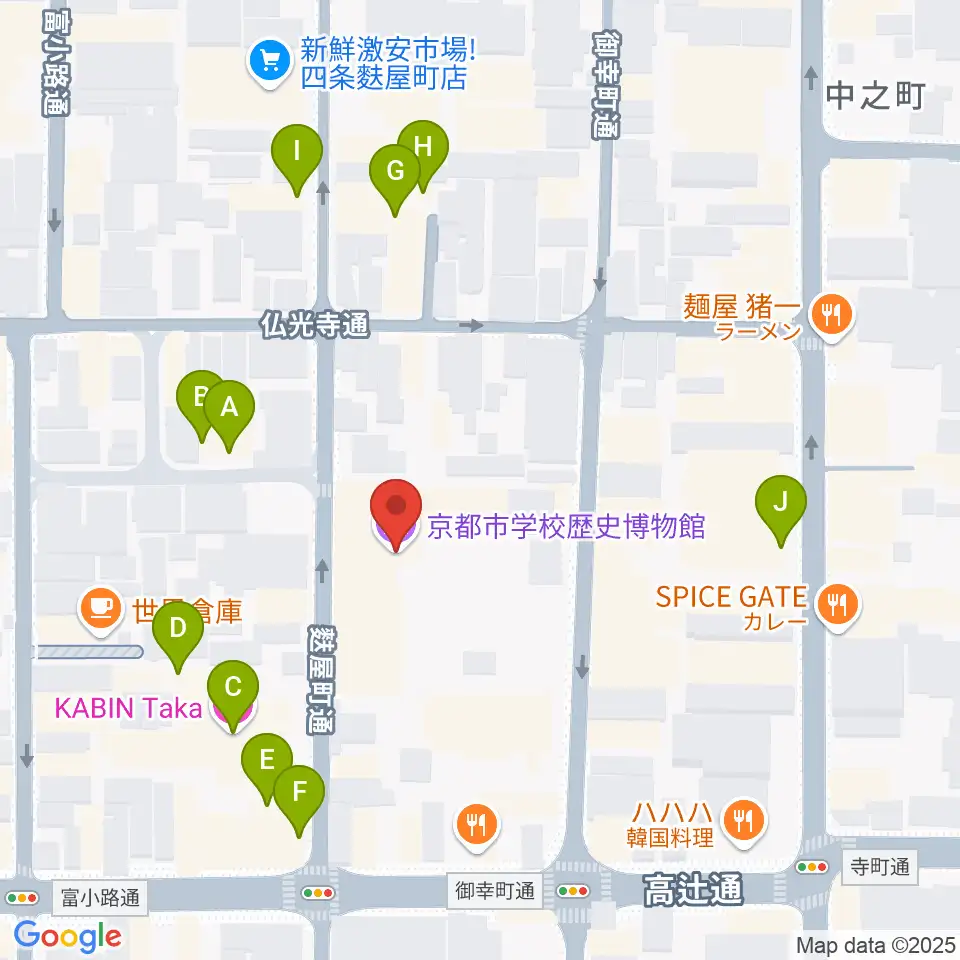 京都市学校歴史博物館周辺のホテル一覧地図