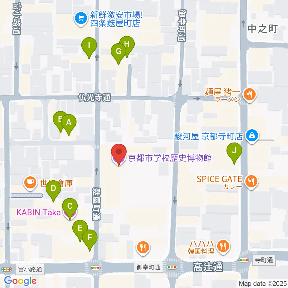 京都市学校歴史博物館周辺のホテル一覧地図