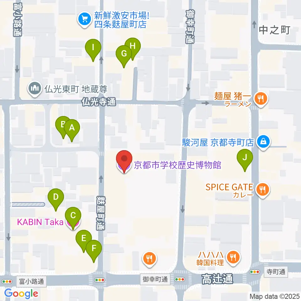 京都市学校歴史博物館周辺のホテル一覧地図