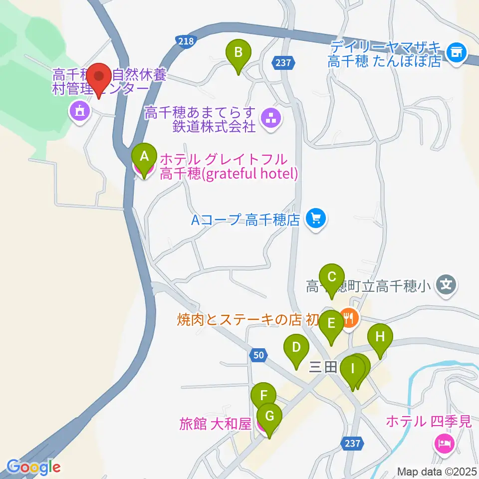高千穂町歴史民俗資料館周辺のホテル一覧地図
