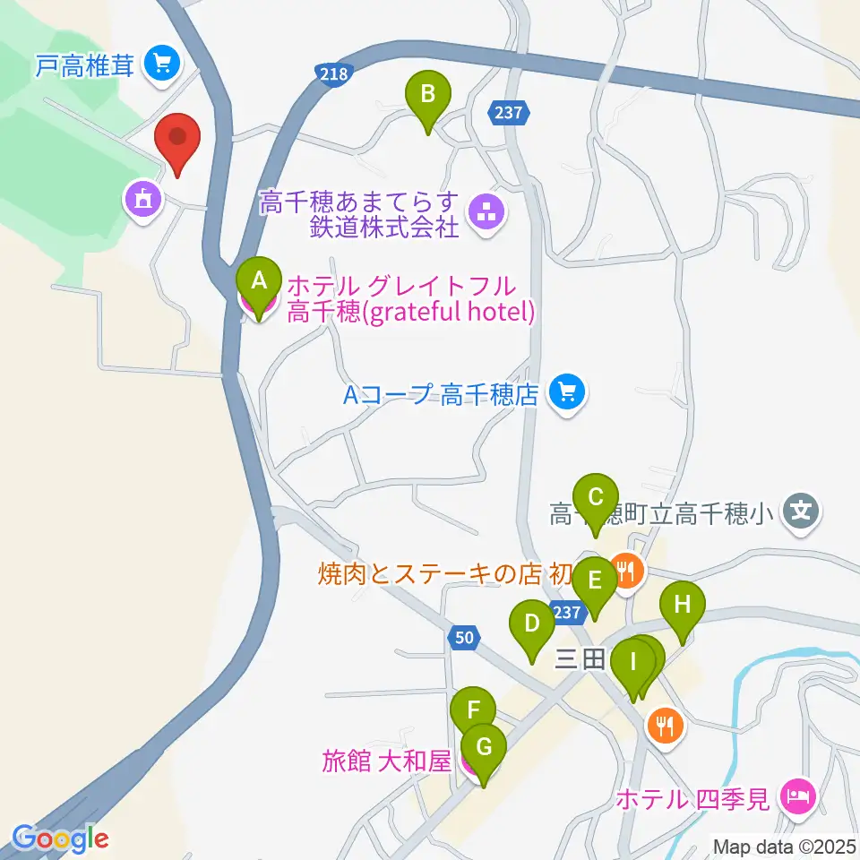 高千穂町歴史民俗資料館周辺のホテル一覧地図