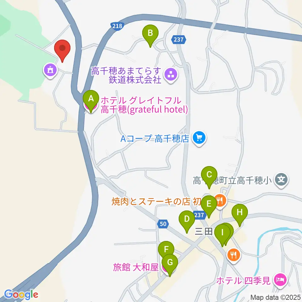 高千穂町歴史民俗資料館周辺のホテル一覧地図