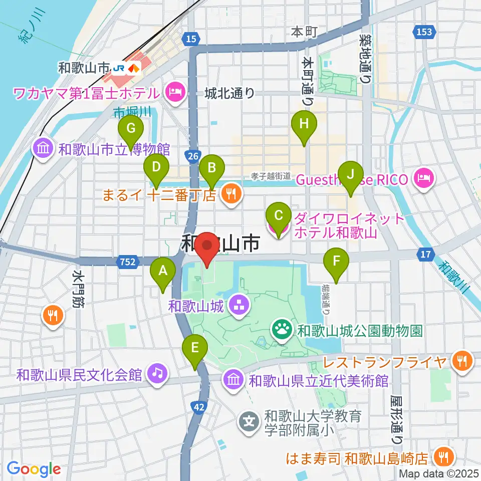 わかやま歴史館周辺のホテル一覧地図