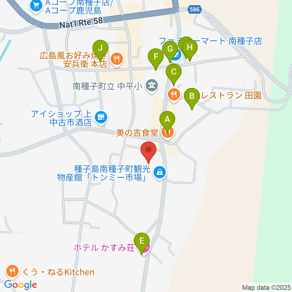 南種子町郷土館周辺のホテル一覧地図