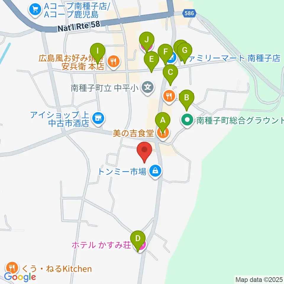 南種子町郷土館周辺のホテル一覧地図