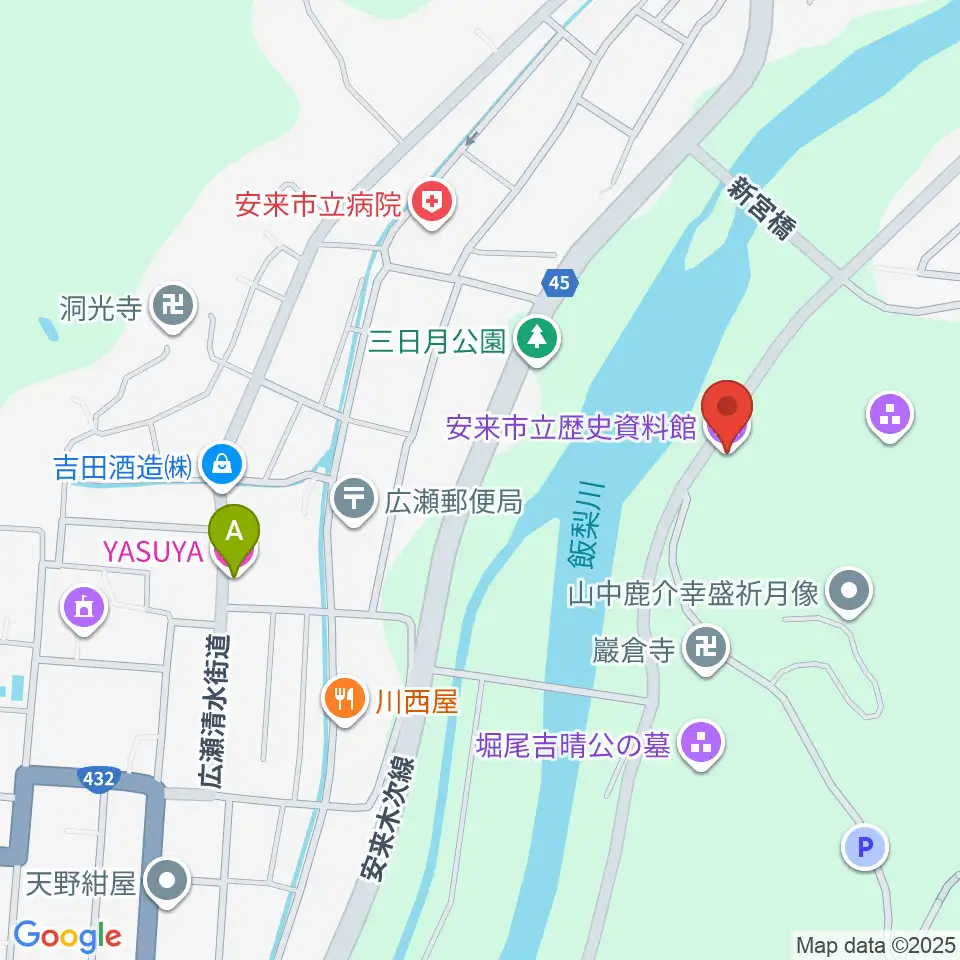 安来市立歴史資料館周辺のホテル一覧地図
