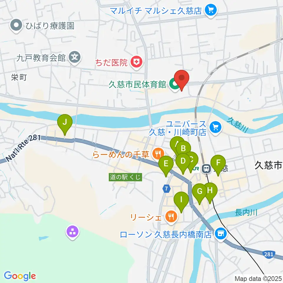 久慈市マリンアリーナ周辺のホテル一覧地図