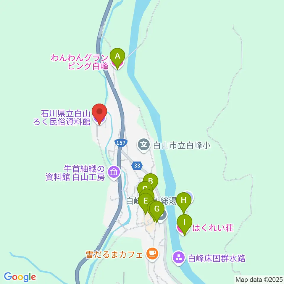 石川県立白山ろく民俗資料館周辺のホテル一覧地図