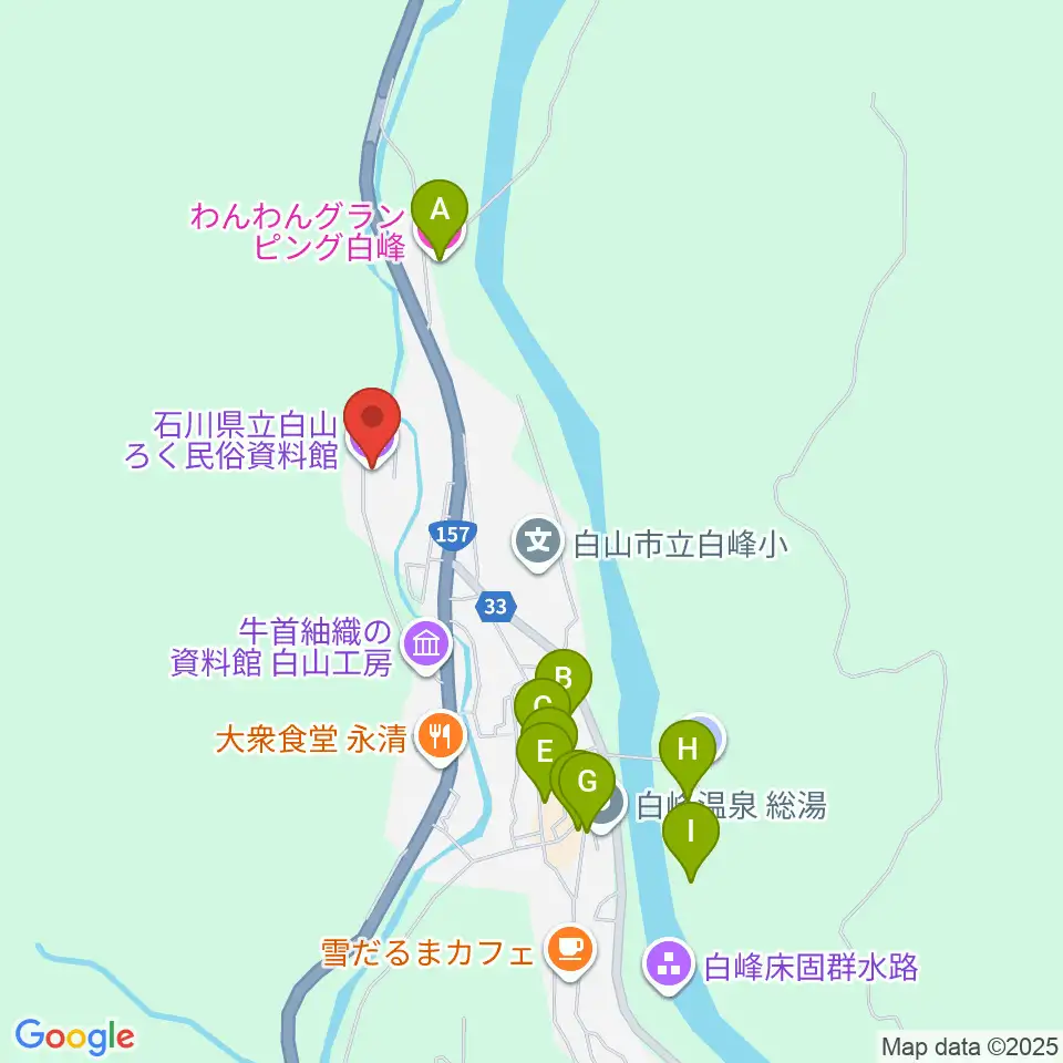 石川県立白山ろく民俗資料館周辺のホテル一覧地図