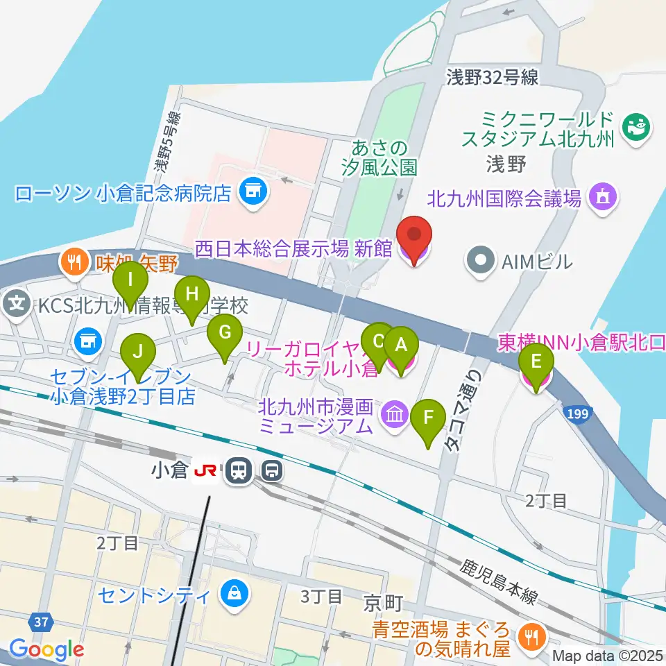 西日本総合展示場周辺のホテル一覧地図