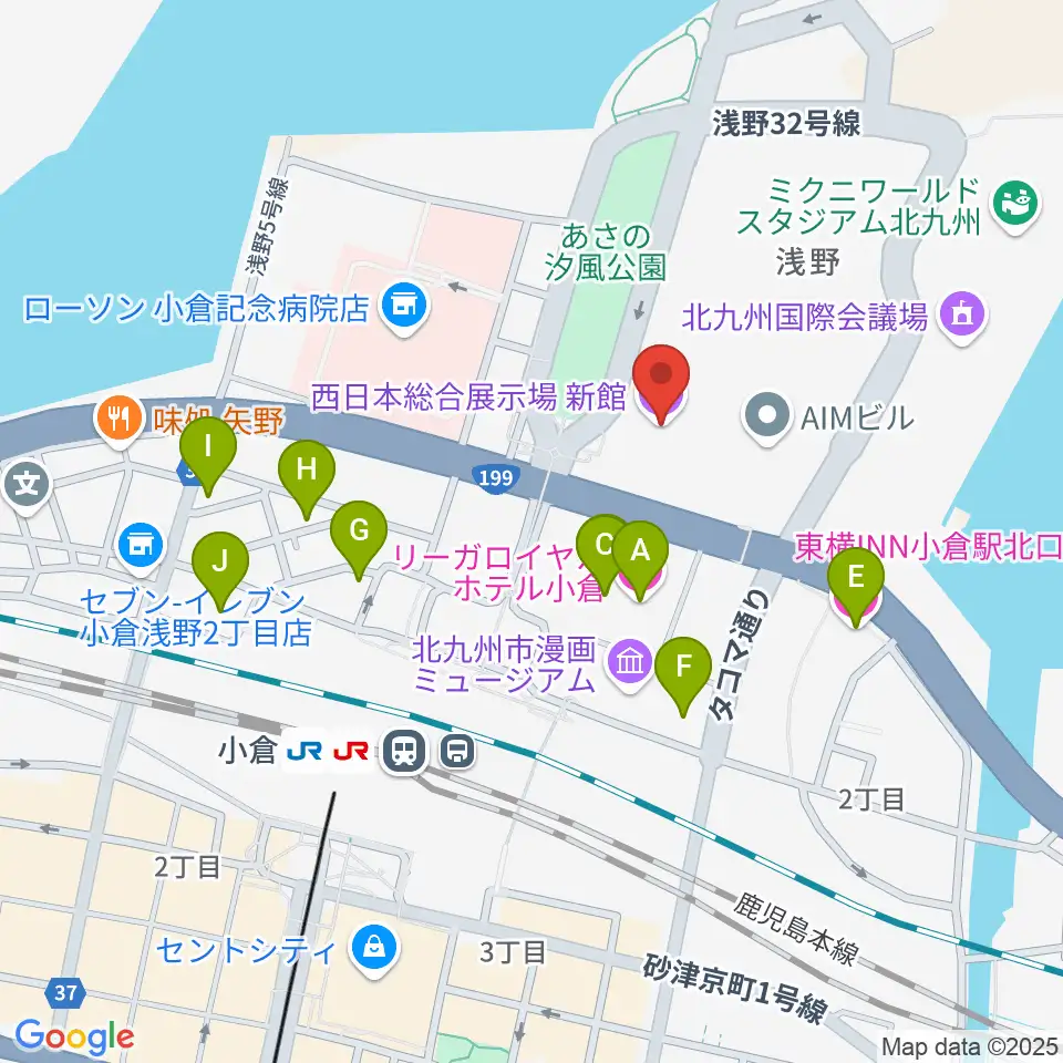 西日本総合展示場周辺のホテル一覧地図