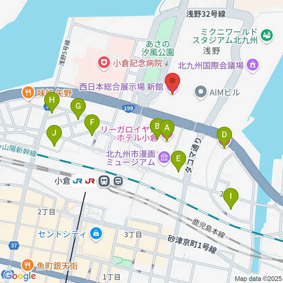 西日本総合展示場周辺のホテル一覧地図