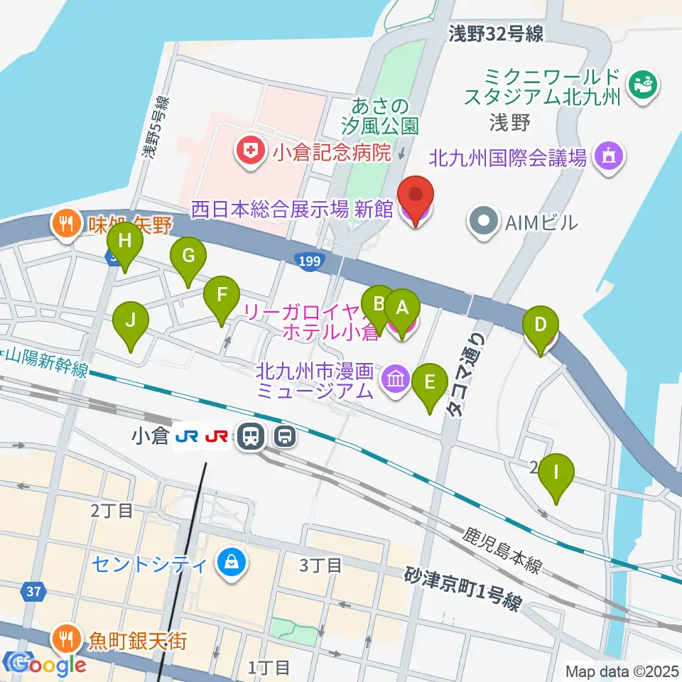 北九州メッセ周辺のホテル一覧地図