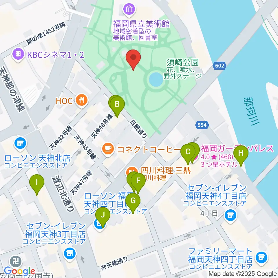 福岡市民ホール周辺のホテル一覧地図