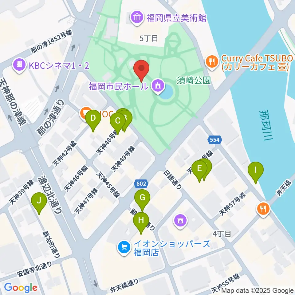 福岡市民ホール周辺のホテル一覧地図