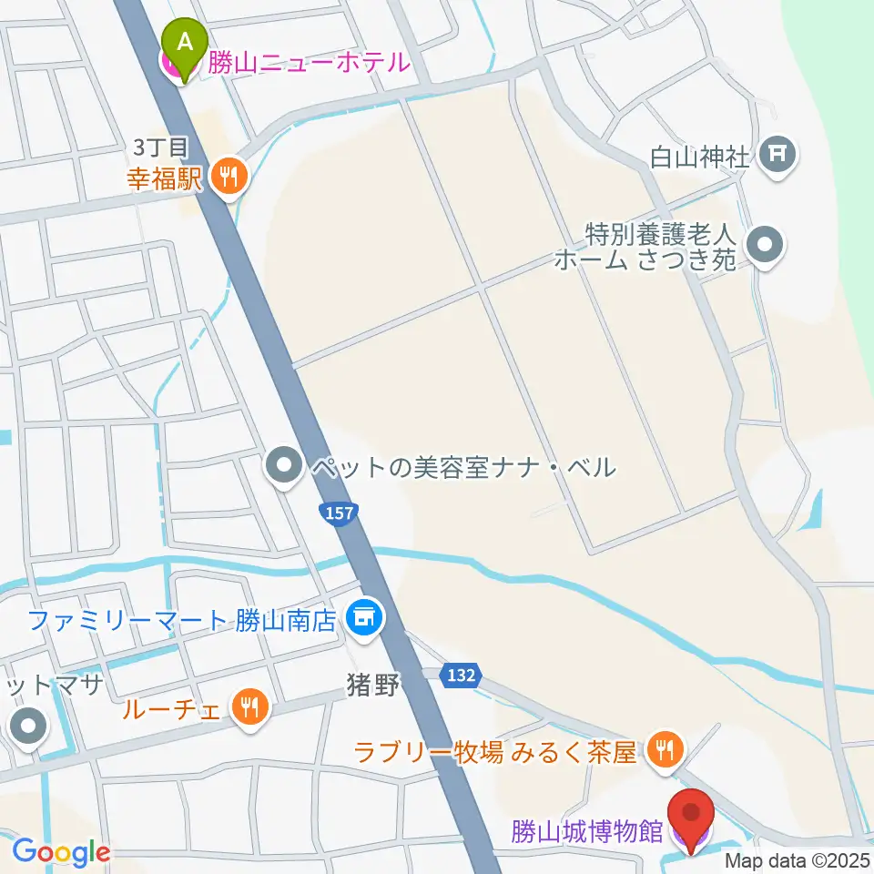 勝山城博物館周辺のホテル一覧地図