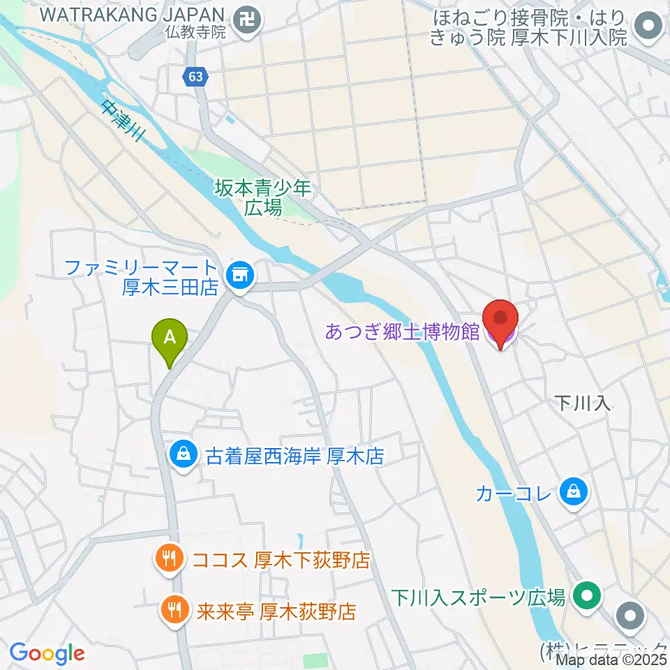 あつぎ郷土博物館周辺のホテル一覧地図