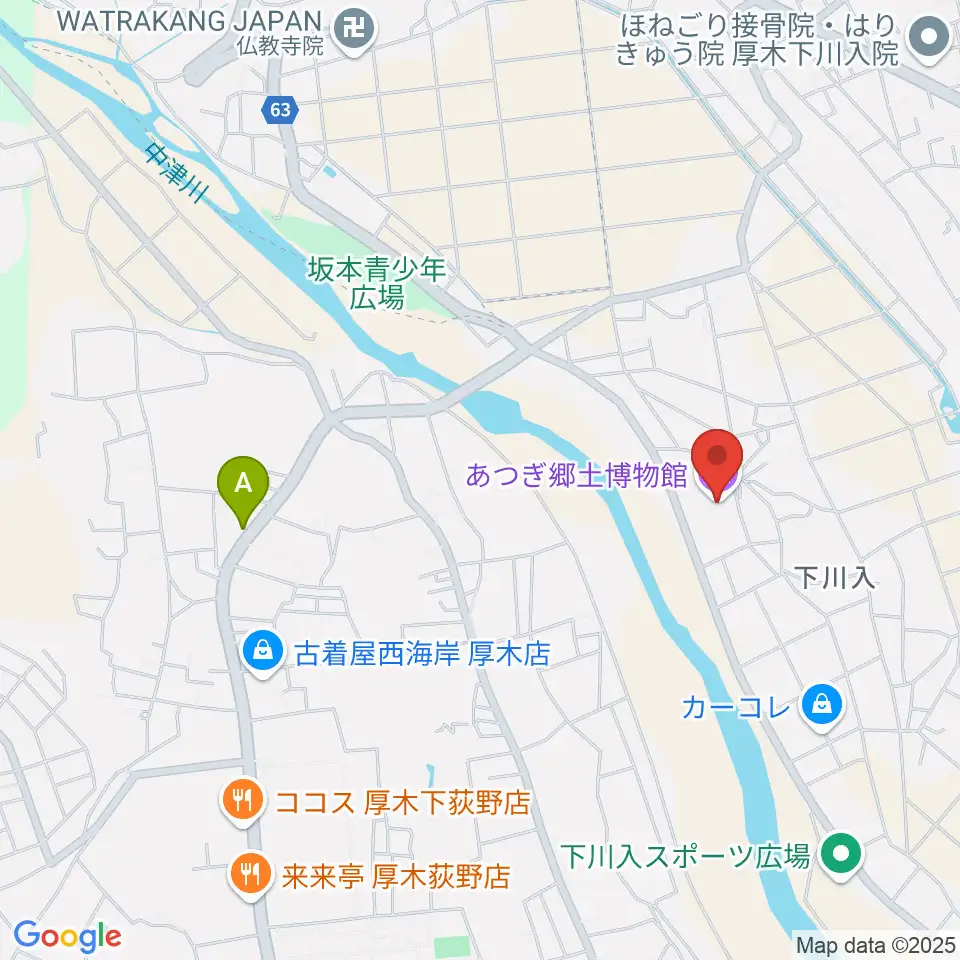 あつぎ郷土博物館周辺のホテル一覧地図