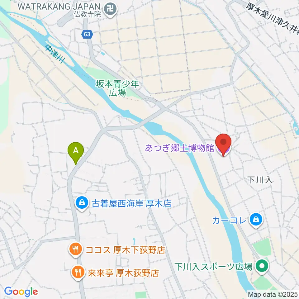 あつぎ郷土博物館周辺のホテル一覧地図