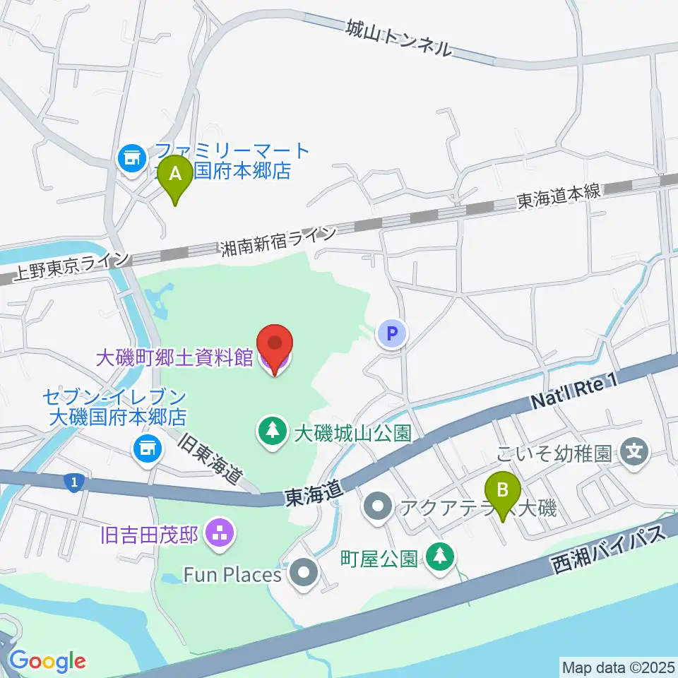 大磯町郷土資料館周辺のホテル一覧地図