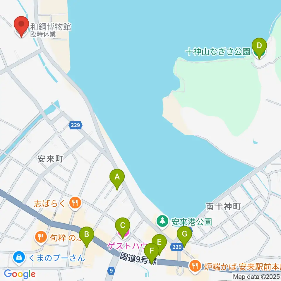 和鋼博物館周辺のホテル一覧地図