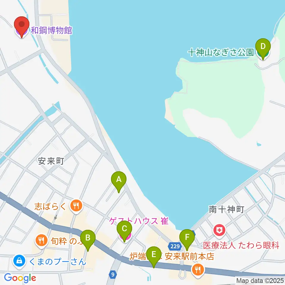 和鋼博物館周辺のホテル一覧地図
