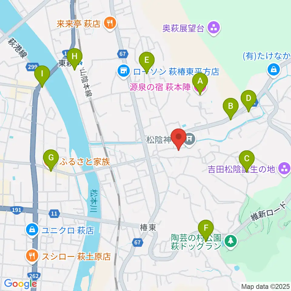 松陰神社宝物殿至誠館周辺のホテル一覧地図