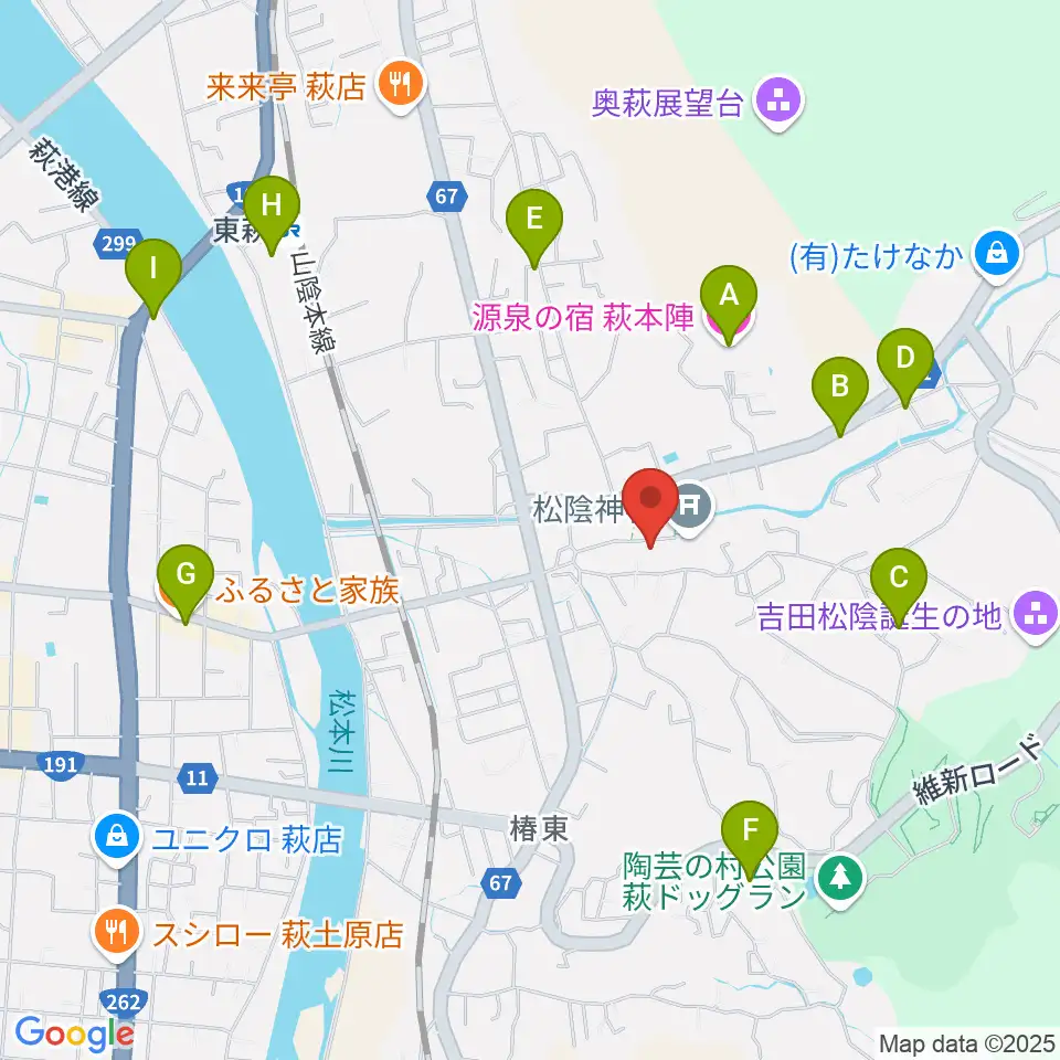 松陰神社宝物殿至誠館周辺のホテル一覧地図