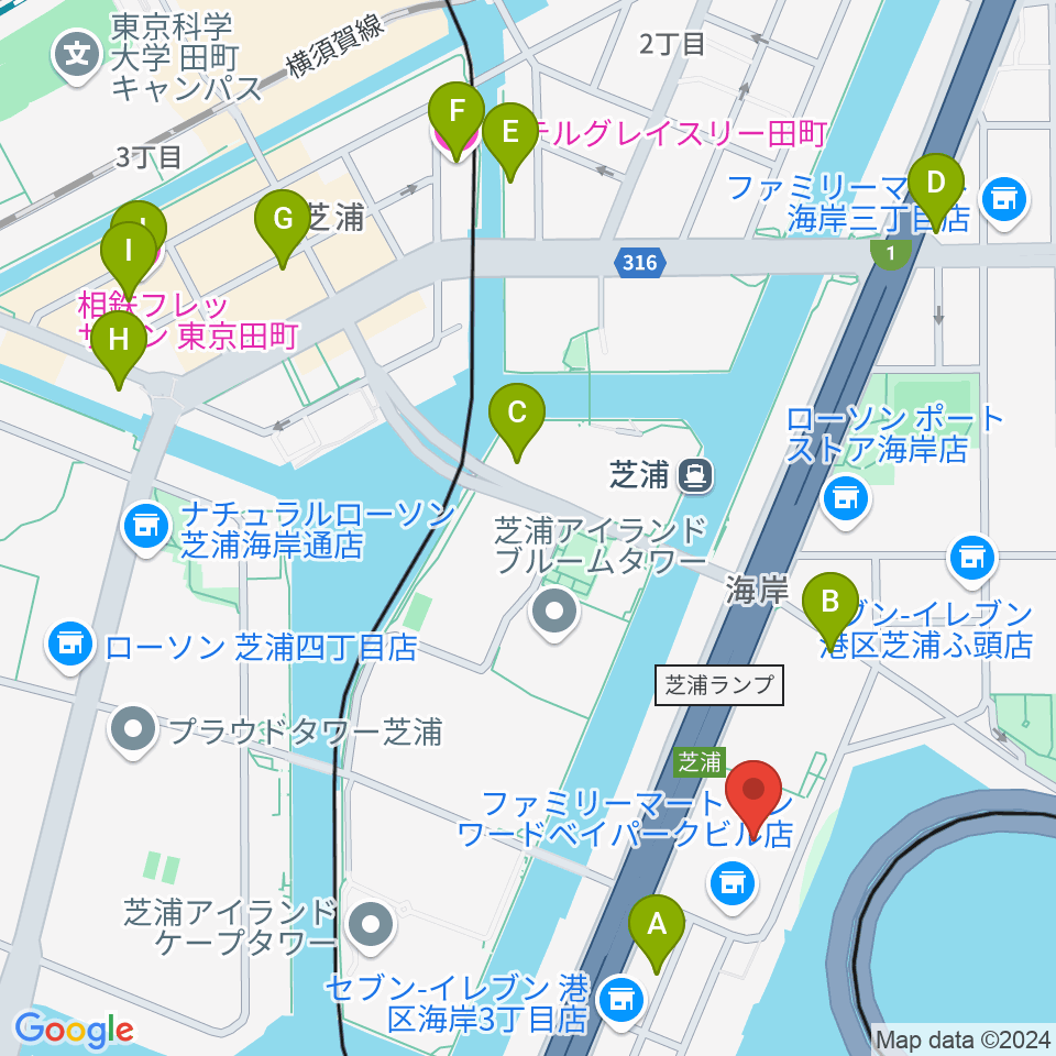 芝浦スタジオ周辺のホテル一覧地図