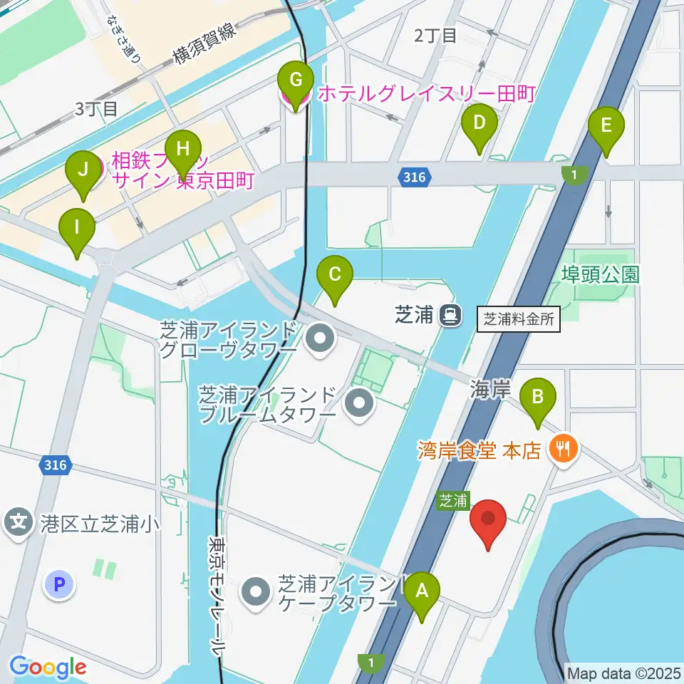 芝浦スタジオ周辺のホテル一覧地図
