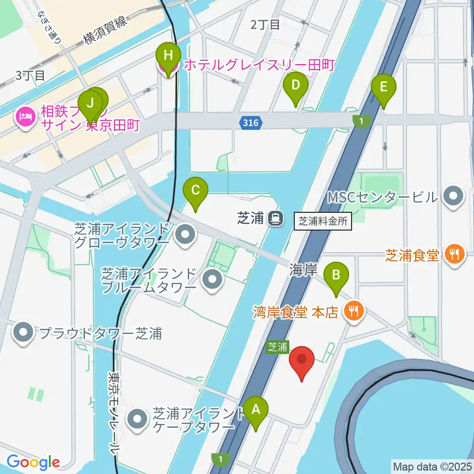 芝浦スタジオ周辺のホテル一覧地図