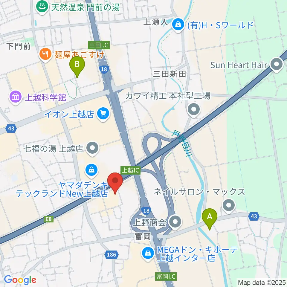 JMAXシアター上越周辺のホテル一覧地図