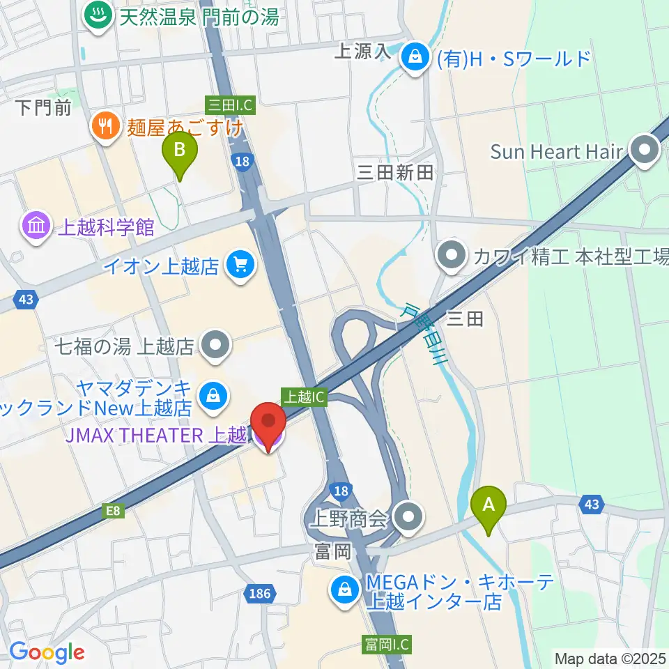 JMAXシアター上越周辺のホテル一覧地図