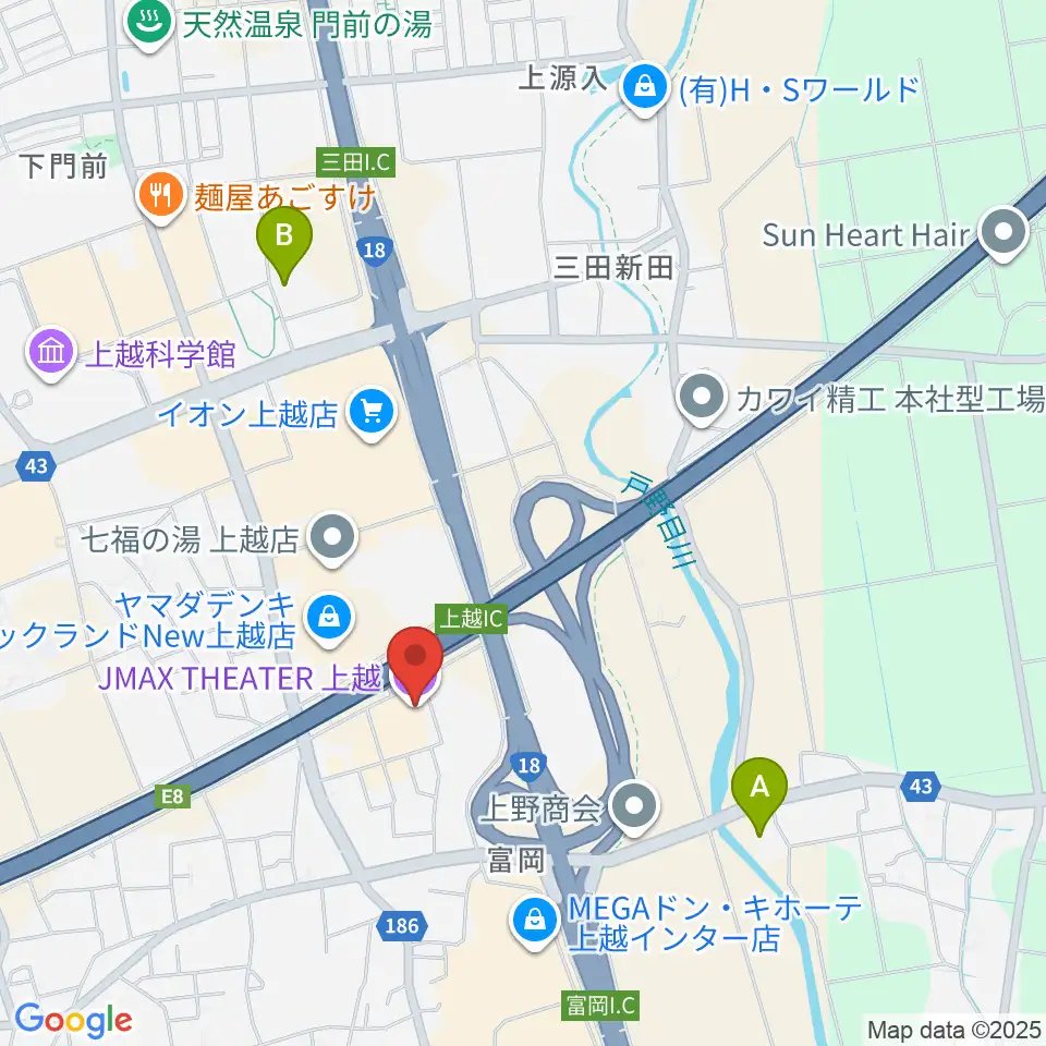 JMAXシアター上越周辺のホテル一覧地図