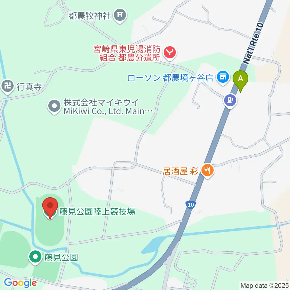 都農町藤見公園陸上競技場周辺のホテル一覧地図
