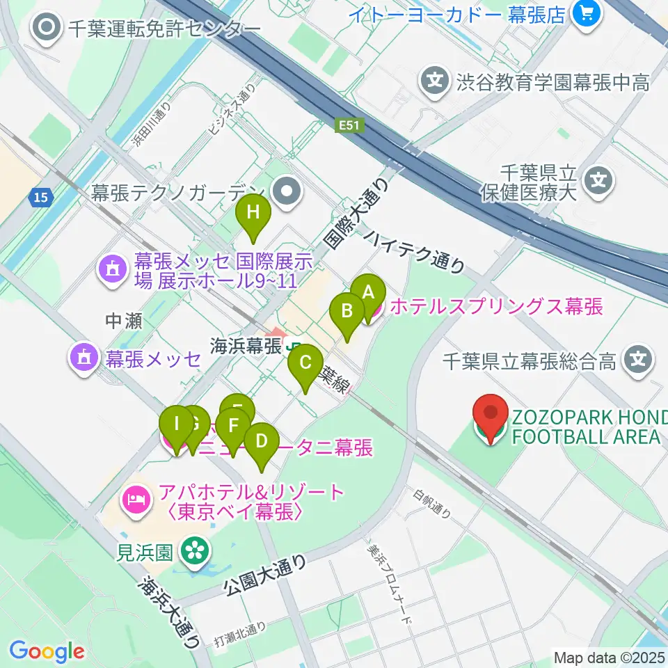 ZOZOPARK HONDA FOOTBALL AREA周辺のホテル一覧地図