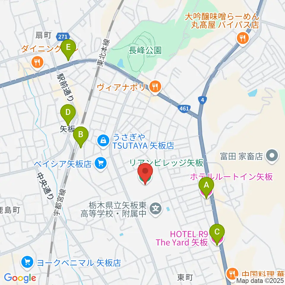 リアンビレッジ矢板周辺のホテル一覧地図