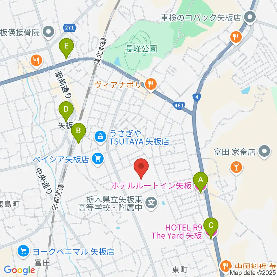リアンビレッジ矢板周辺のホテル一覧地図