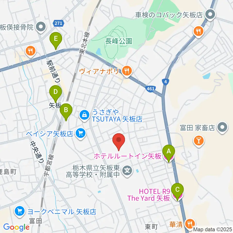 リアンビレッジ矢板周辺のホテル一覧地図