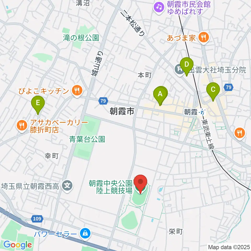 朝霞中央公園陸上競技場周辺のホテル一覧地図