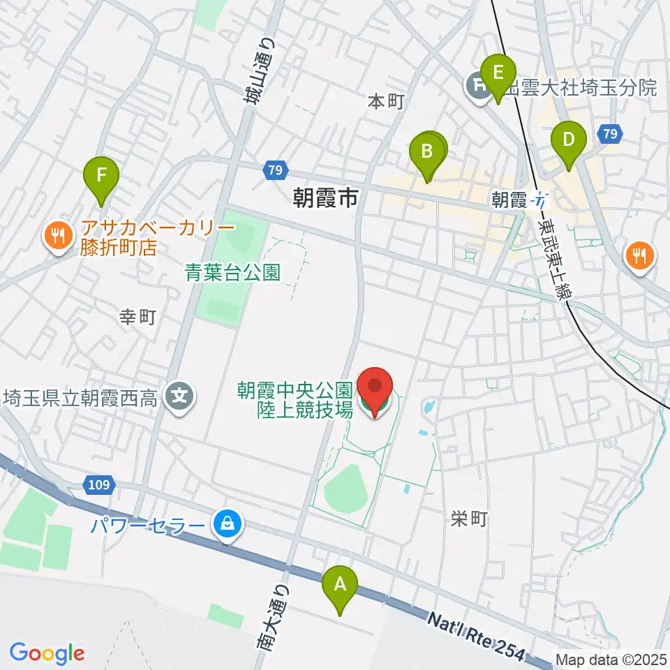 朝霞中央公園陸上競技場周辺のホテル一覧地図