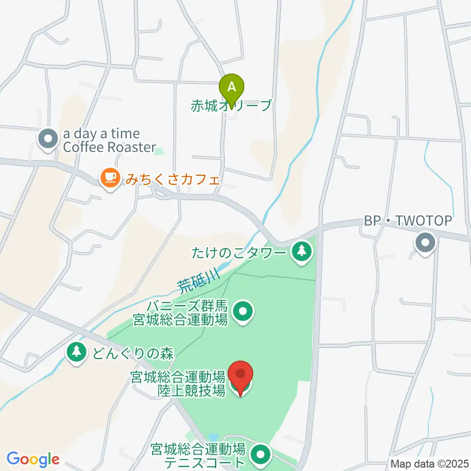 バニーズ群馬宮城総合運動場競技場周辺のホテル一覧地図